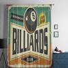 Retro Billiards Sign Design With Black Eight Ball Chiffon Sheer Curtains for Living Room Bedroom Window Voiles Tulle Curtain