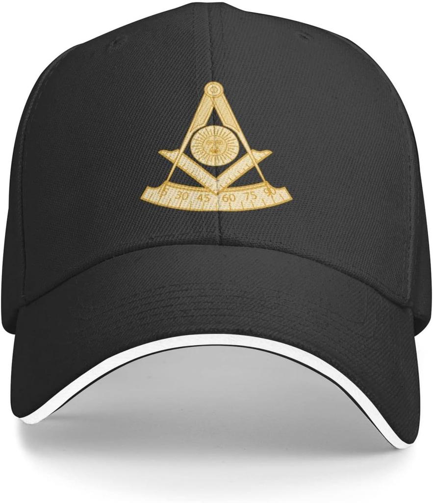 Freemasonry Past Master Jewel Masonic Square Compass Baseball Cap Adjustable Golf Hat Summer Sun Design Casual Dad Hat