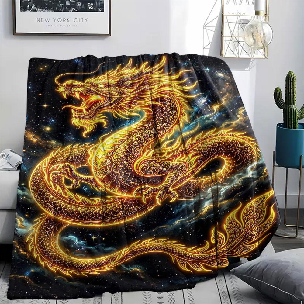 Black Dragon Pagoda Full Moon Blanket Home Decor Soft And Comfortable Machine Washable Sheet Nap Blanket