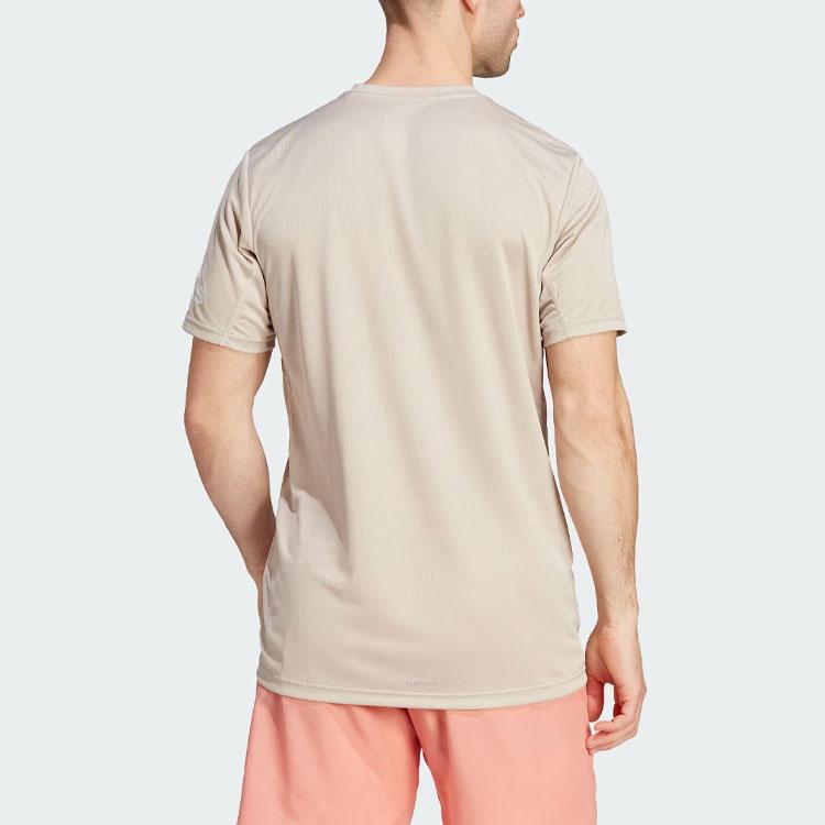 Adidas Run It Tee Letter Logo Print Crew Neck Short Sleeve T-Shirt Men Tops Beige IJ6833