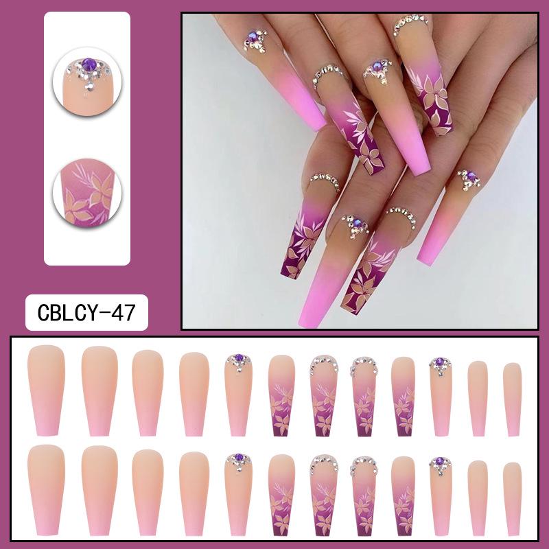 O2 Long Wearable Removable Nail Patches: Pointed Press-On False Nails for Nail Art