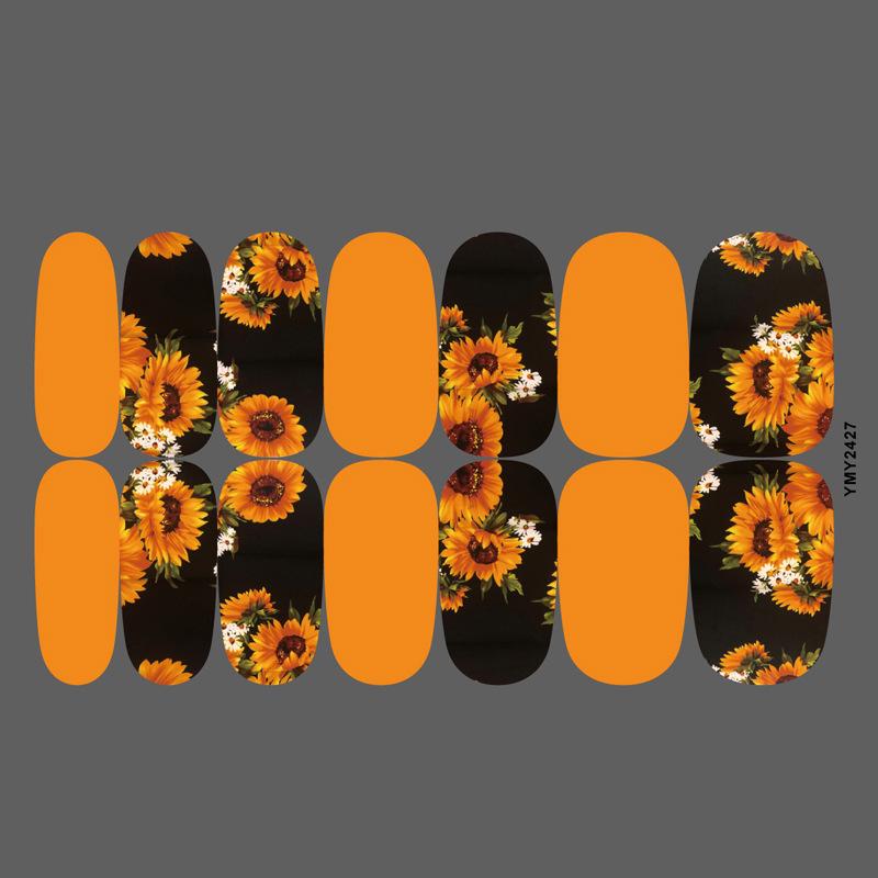 Sunflower Waterproof Nail Art Stickers - Full Cover Floral Series (YMY2414-2428)