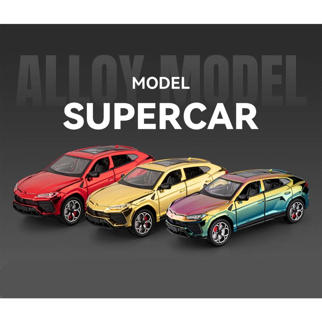 1/24 Lamborghini URUS SUV Alloy Electroplating Sports Car Model Diecasts Metal Off-road Vehicles Model Simulation Sound Light Kids Toys Gift