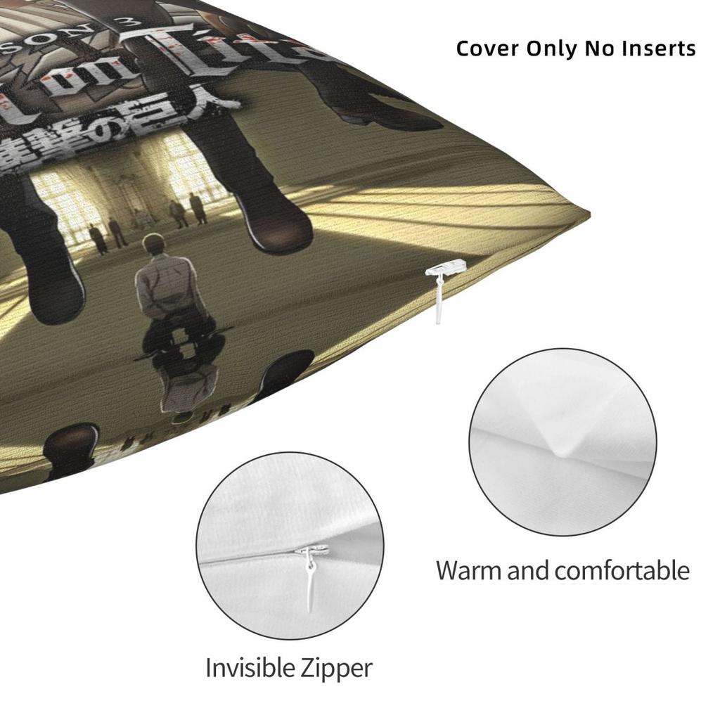Attack On Titan Pillowcases Accessories Printed Cushion Cover Throw Pillow Cover Home Decoration Zipper Multiple Sizes