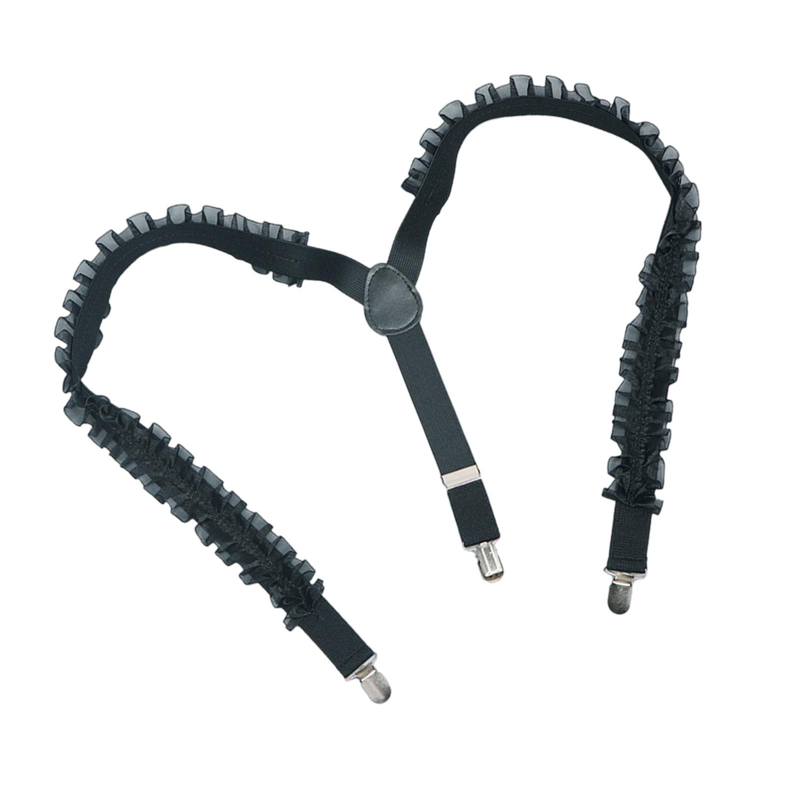 

Elastic Suspenders with Elegant Ruffle Ruched Chain for Wedding Stage Live Show and Casual Wear Shirt Accessories A