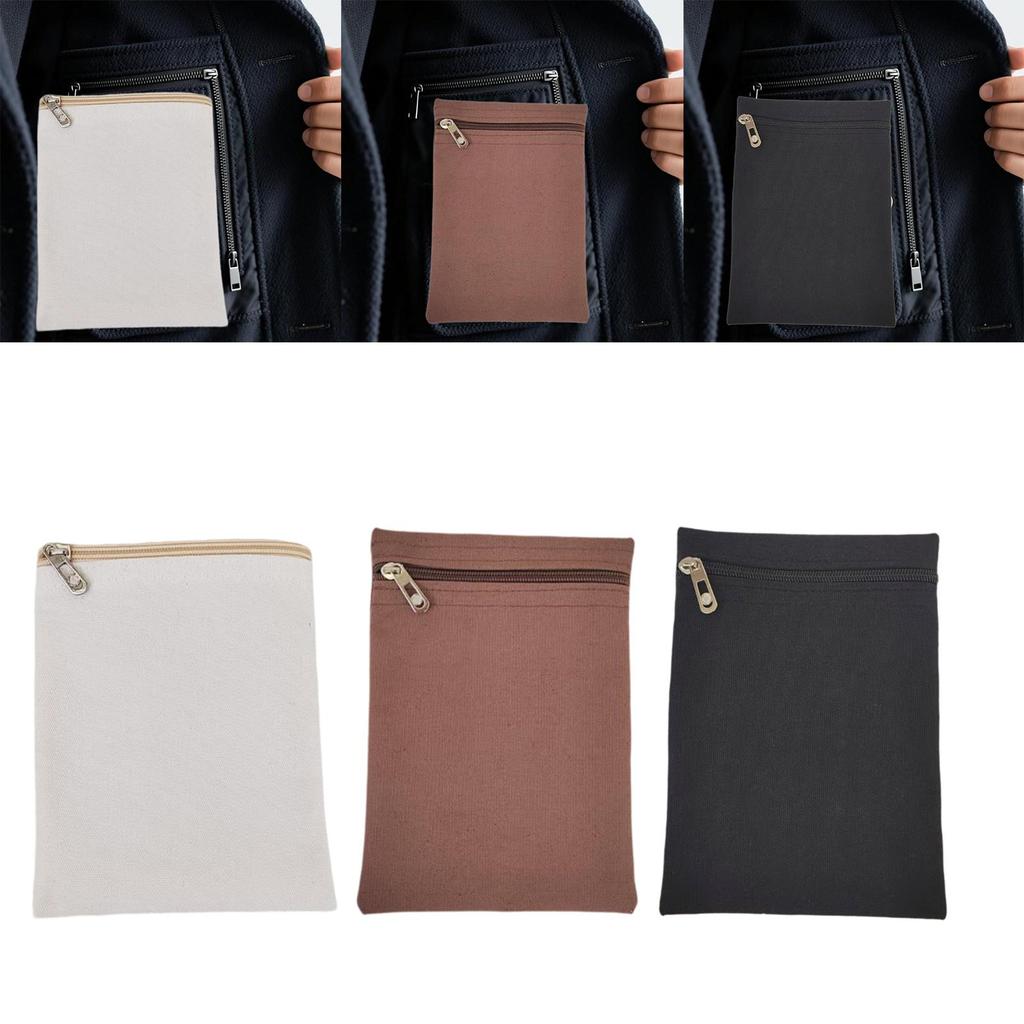 Sweatshirt Hoodie Inside Pocket Secure Zipper Pouch Canvas Sew Accessories for Jacket Travel Storage Solution