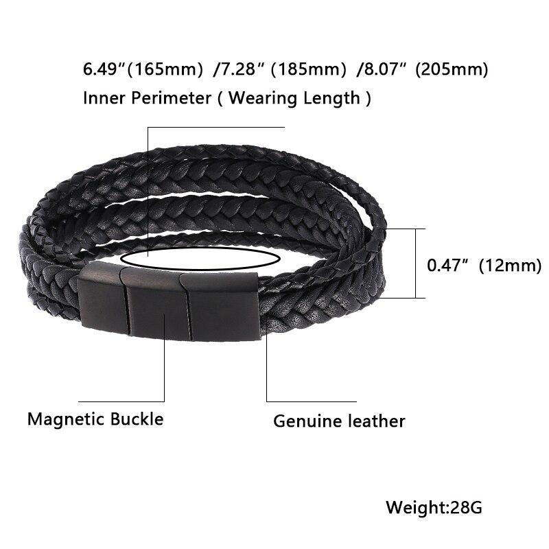 

Новый винтажный мужской многослойный плетеный кожаный браслет с регулируемой застежкой, модные мужские ювелирные изделия 205mm