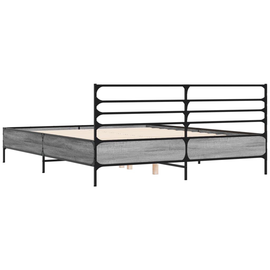 Grey Sonoma Bed Frame 160x200 cm Particleboard and Metal