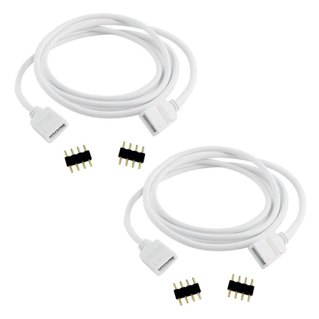 2pcs 1m 3.3ft RGB LED Strip Extension Cable 4 Pin LED Tape Extension Cord LED Ribbon Connection Cable LED Rope Connector Wire 4-Pin Adapter Plug for