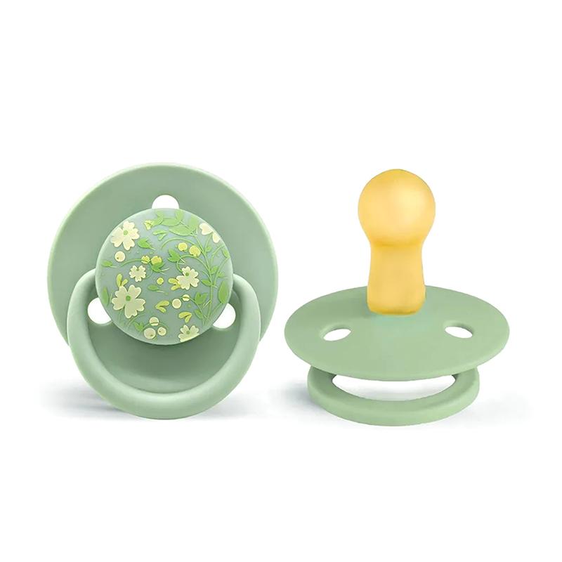 0-3 Year Old Imitation Breast Milk Macaron Color Printed Natural Latex Pacifier Small Flower Shape Dust Lid Gift For Babies