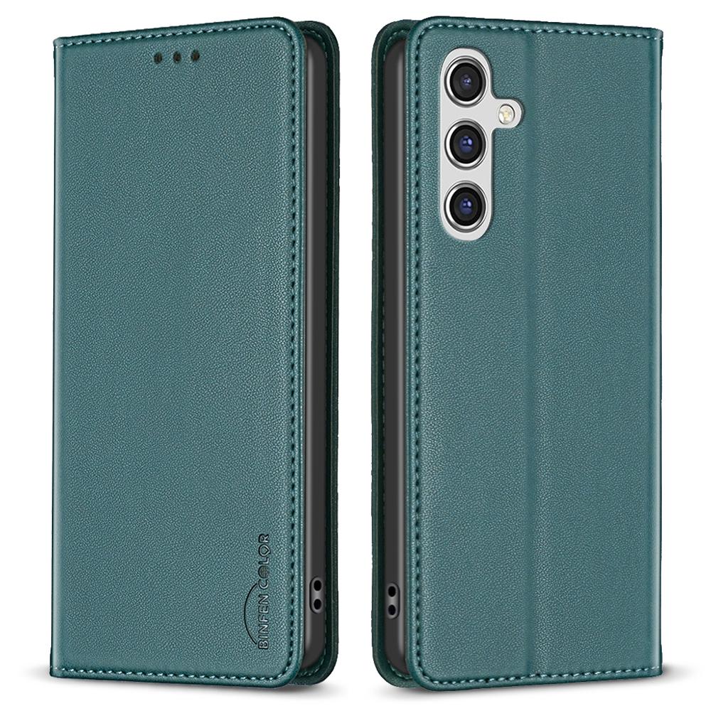 

BINFEN COLOR BF18 For Samsung Galaxy A56 5G Leather Case Card Slots Phone Cover Green