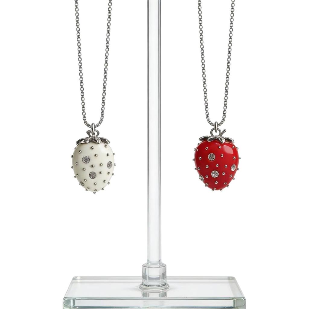 Collana con Zircone Fragola da Donna Minimalista Carina Dolce Lusso Catena per Maglione