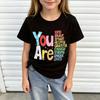Kind Brave Smart Colorful Quote Black X Men T Shirt Women Tee Boys Top Children Parent Child Short Sleeves Cotton Kids Tshirt