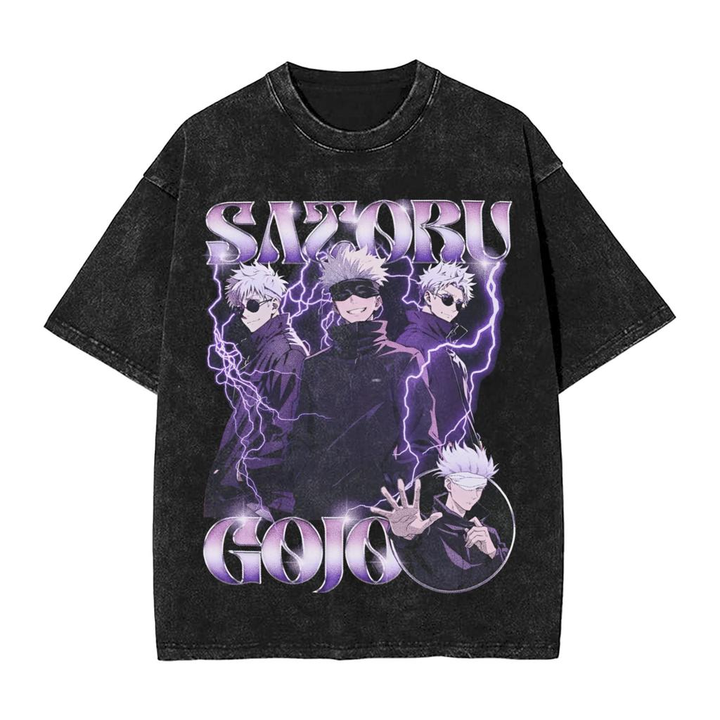 Anime Jujutsu Kaisen Gojo Satoru Geto Suguru Grafik T-Shirt Herren Manga Vintage T-Shirts Baumwolle Gewaschenes T-Shirt Harajuku Herren T-Shirt