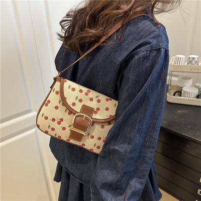 Cherry Printed Bag Underarm Small Bag Women's 2025 Summer New Fashionable Versatile Underarm Bag Simple Shoulder Crossbody