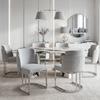6 Chaises de Salle à Manger, Confortables, Respirantes, Adaptées aux Restaurants, Style Moderne, Pieds de Chaise Galvanisés Argentés, Tissu Velours Chenille, Gris Clair + Argent
