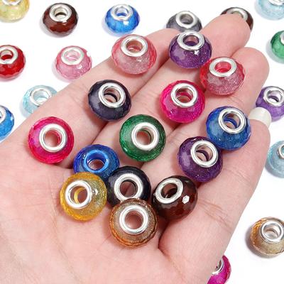 20pcs 14x9mm Resin Beads Multicolor Faceted Big Hole Loose Spacer Beads For Jewelry Making DIY Bracelets Keychain Accessories
