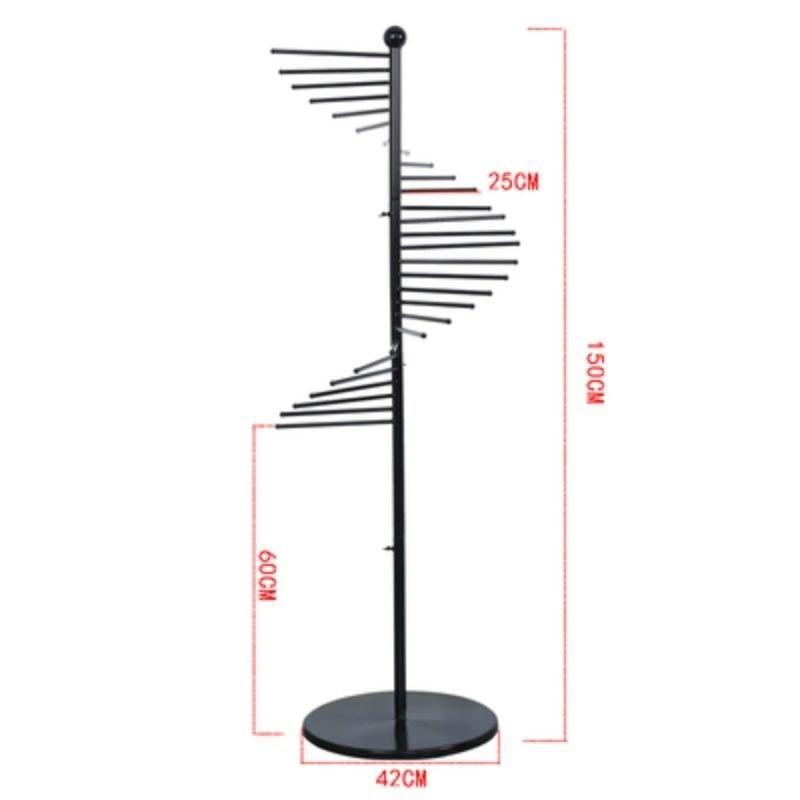 Multifunctional Clothing Store Floor Display Shelf Large Capacity Spiral Iron Scarf Rack Clothing Bag Display Stand