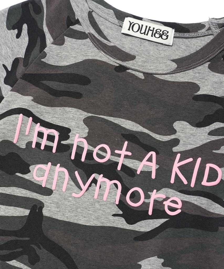 YOUHEE Camo Lettering T-Shirts Gray