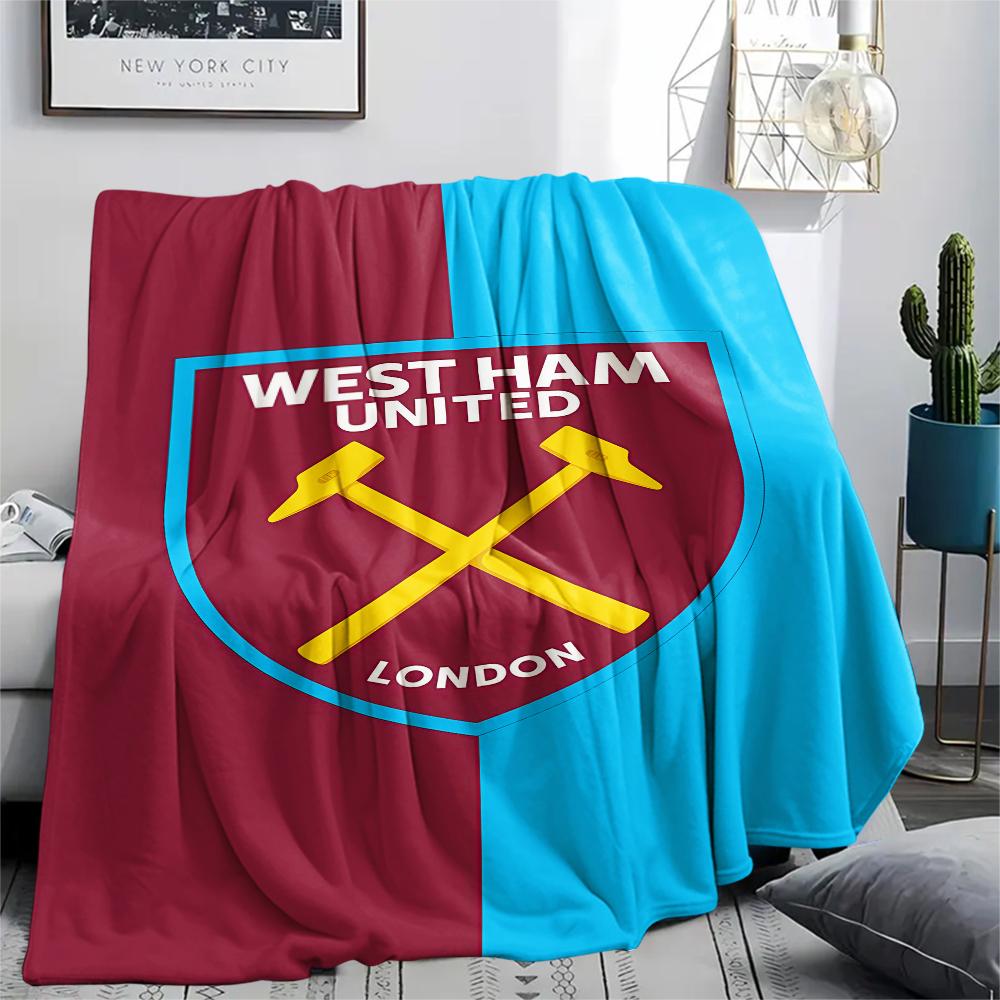 1 Peça Manta de Flanela com Estampa do West Ham United, Alta qualidade Todas as Estações, Decoração de Casa, Calor e Conforto, Perfeita para Presentes de Natal