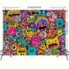 1pc vivid cartoon monster large background banner - colorful 2D party decorationDJH