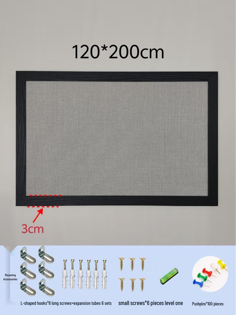 Black Frame Burlap Cork Board: Wall-Mounted Photo & Message Display for Kindergarten Theme