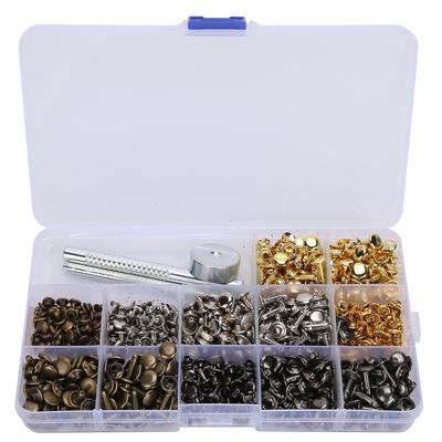 363Pcs Leather Rivets Set 2-Cap Brass DIY HandMade Crafts Accessories with Tools