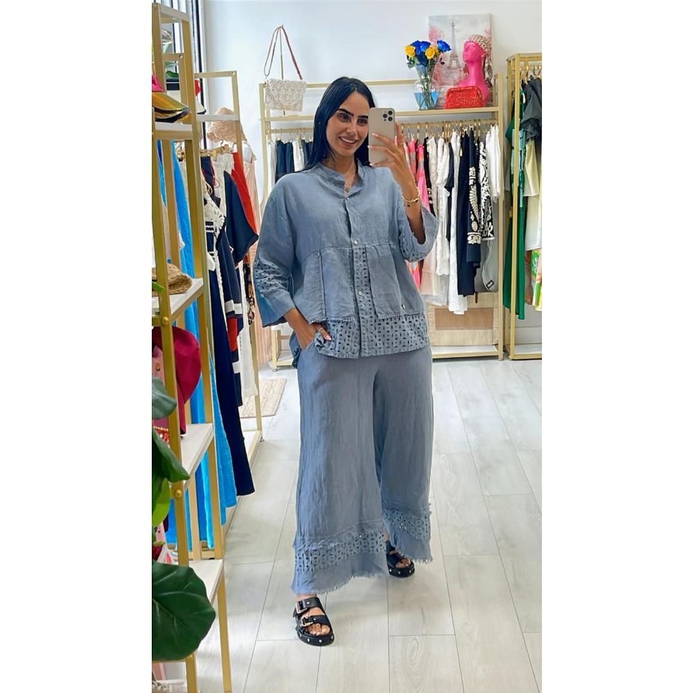 

Модный повседневный свободный костюм больших размеров с длинными рукавами для женщин 5XL синий