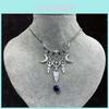 Gothic Moon Pendant Necklace With Amethyst Crystals For Women Jewelry Collection