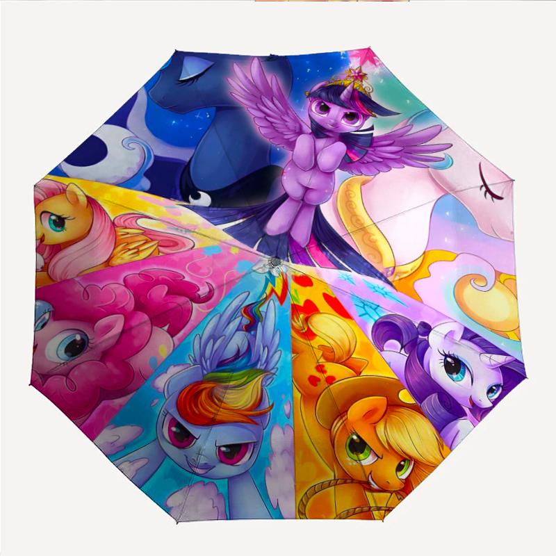 Little Pony Fashionable Automatic Opening/Closing Folding Umbrella. Portable and Foldable, Ideal for Gift, Travel, and Daily Use.