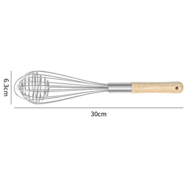 Stainless Steel Eggbeater Cream Mixer Spin Stirrer Egg Whisk Manual Wood Handle Knead Dough Rotary Eggbeater Stiring Stick
