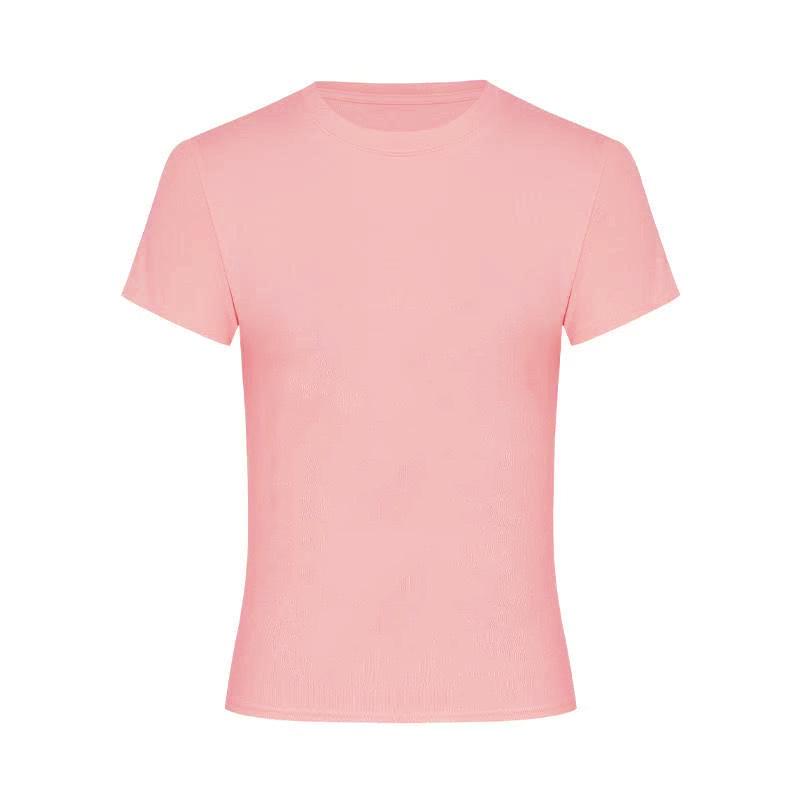 2025 Korean Style Slim Fit Solid Color Short Sleeve T-Shirt for Women