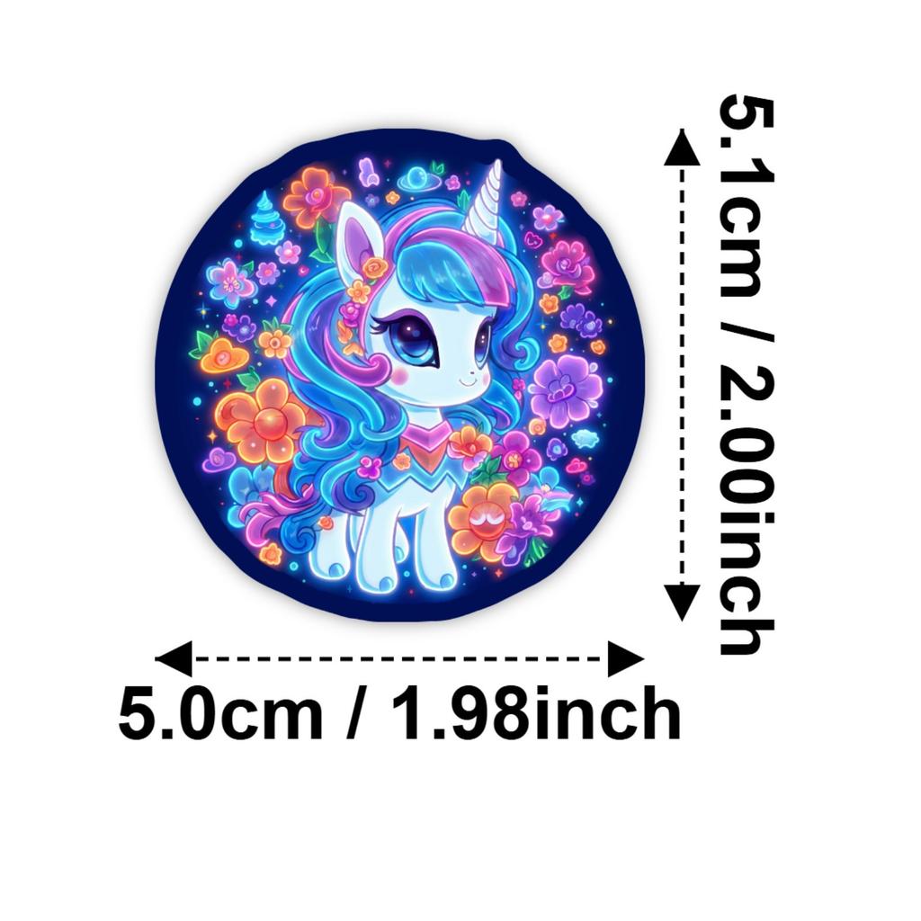 50 Neon Rainbow Horse Stickers Cute Pony Mix And Match Graffiti Luggage Notebook Stickers Hand Account Material Stickers