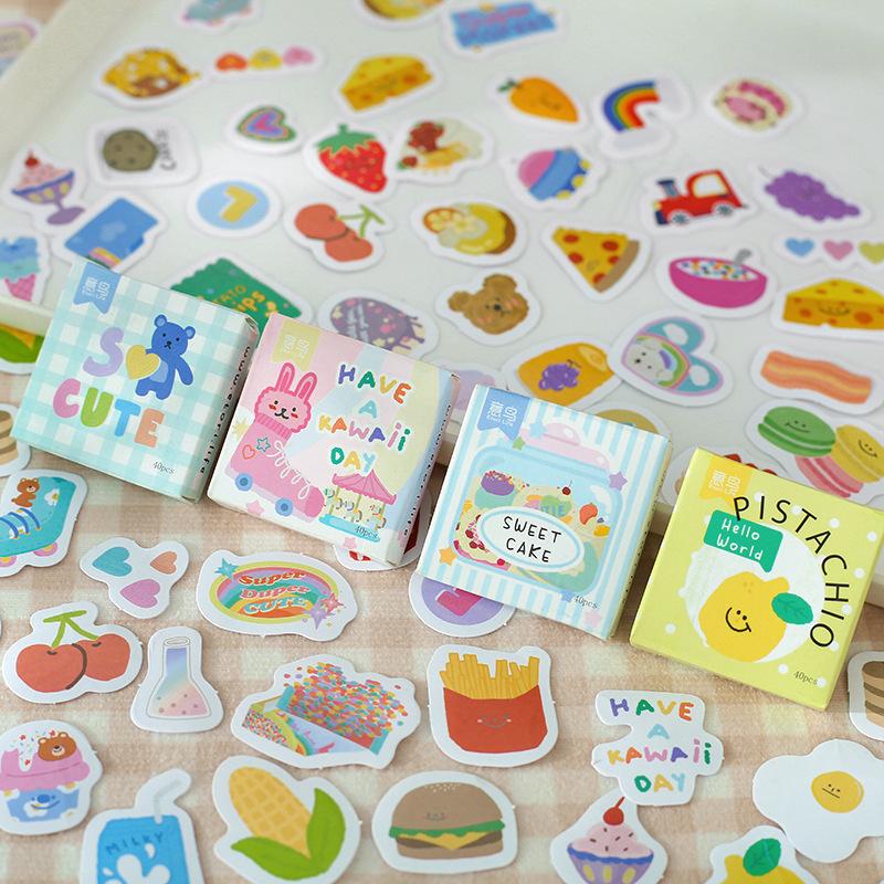 40 - Sheet Mini Carton - boxed Cute Cartoon Stickers, Colorful Graffiti - inspired Illustrations, Self - adhesive