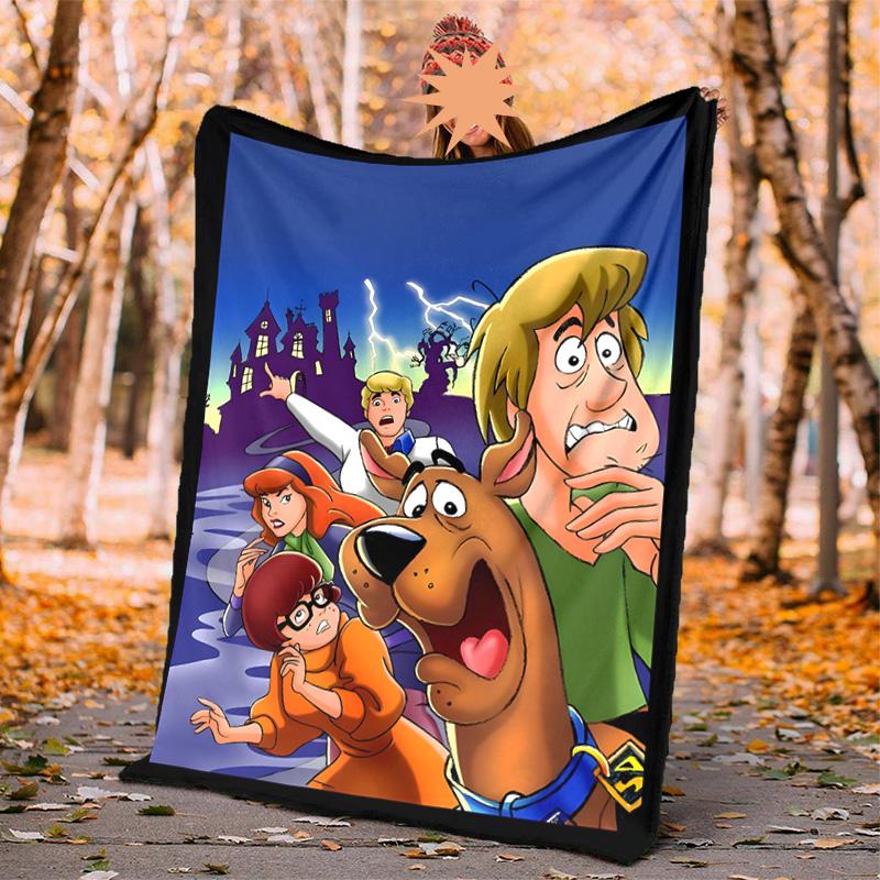 Scooby Doo Flannel Blanket Soft Warm All-Season Throw, Design for Camping, Car Travel, Hiking Sofa, Bed, Office Perfect Gift for Parties