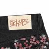Shorts en Denim Brodés Fleurs de Cerisier Gothiques Y2K Hommes Femmes Hip Hop Rétro Shorts Larges Noirs Pantalons Basse Taille Au-dessus du Genou