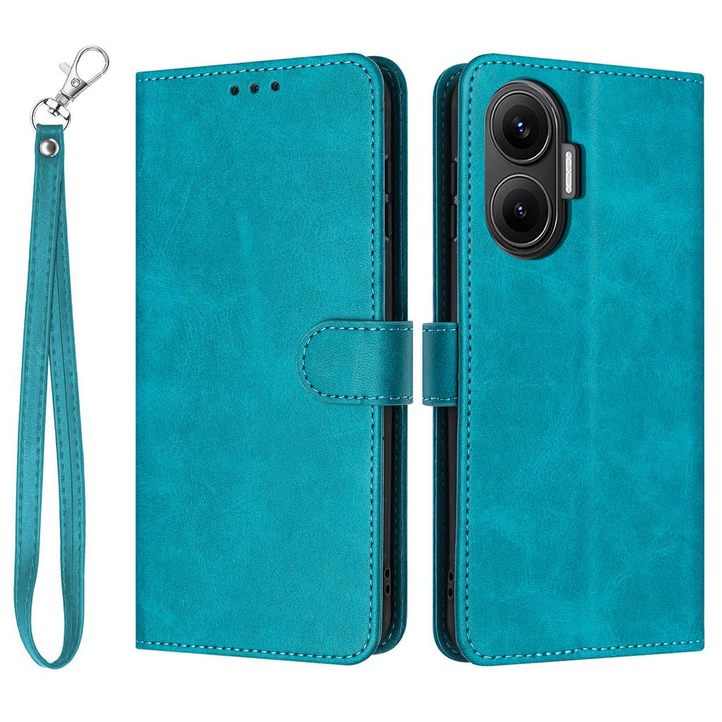 For Xiaomi Poco F7 5G/Redmi Turbo 4 Pro 5G Case Flip Stand Calf Texture PU Leather Wallet Phone Cover with Strap