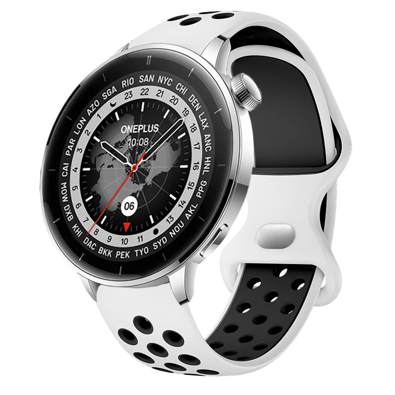 18mm Silikonband Kompatibel mit Oneplus Watch 3 43mm Zweifarbiges Atmungsaktives Armband für OPPO Watch X2 Mini Damen Herren Band