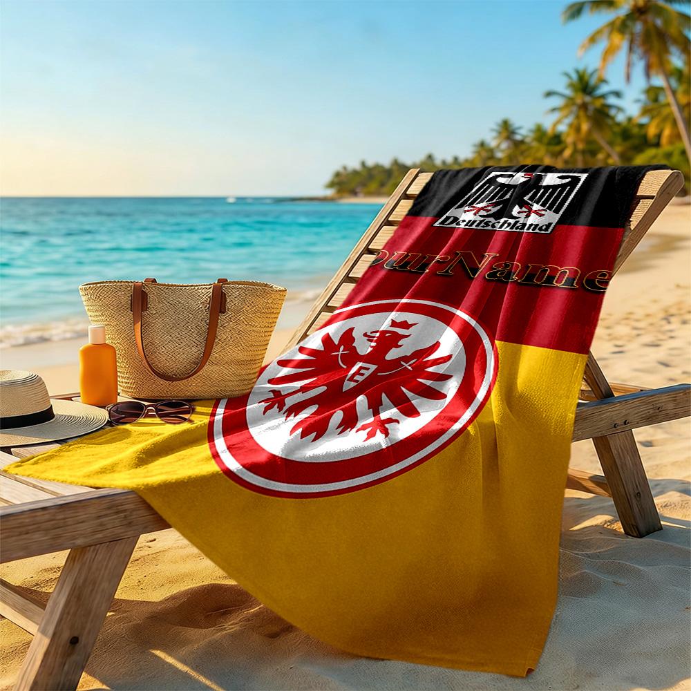Eintracht Frankfurt Personalized Text Beach Towel Super Soft Absorbent Ideal For Travel Outdoor Swim Pool Yoga Surf Camping Hiking Gym Gift Holiday