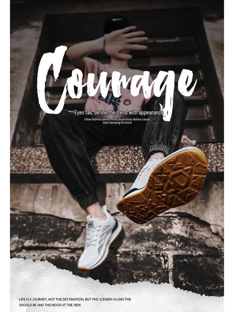 Men's Summer Breathable Mesh Sneakers, Versatile White Thick-Soled Casual Running Shoes