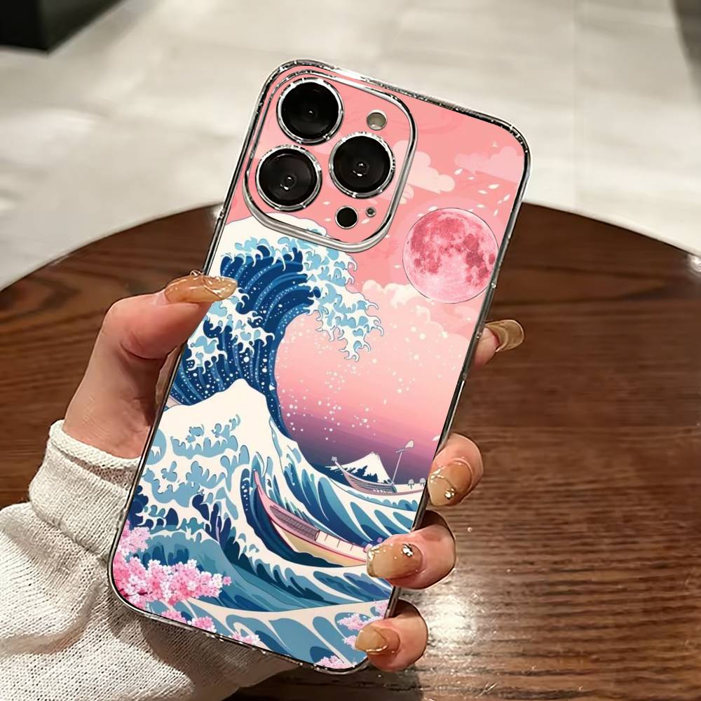 Kanagawa Great Wave-e Phone Case Transparent Silicone Soft For iPhone 17 16 15 14 13 12 11 Mini Pro Max Plus