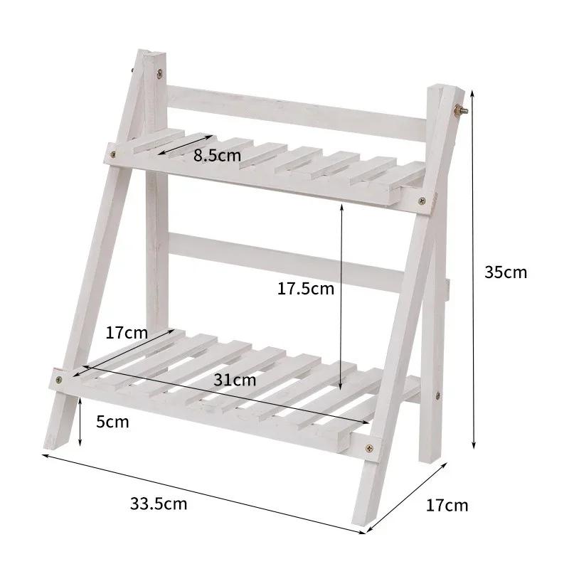 Wooden Desktop Storage Shelf 2-Tiers Foldable Multi-functional Trapezoidal Desk Display Rack Office Storage Rack Flower stand