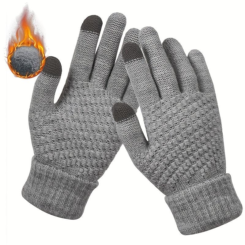 1PCS 1pair Winter Touch Screen Gloves, Unisex Warm Elastic Knitted Gloves With Full Finger Thickened Version