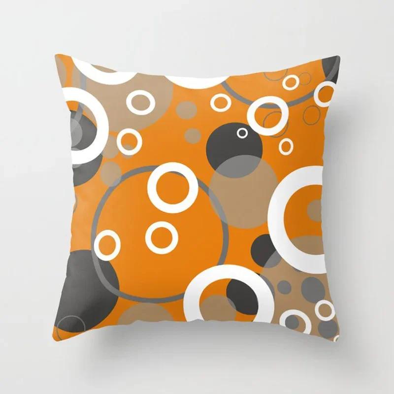 Auto Sofa Kissenbezug Orange Geometrischer Musterdruck Quadratischer Kissenbezug Heimdekor