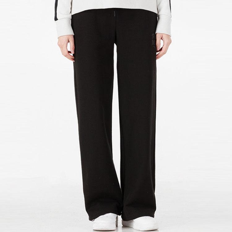 Puma Logo Print Solid Color Loose Wide Leg Sports Pants Women Bottoms Black 536308-01