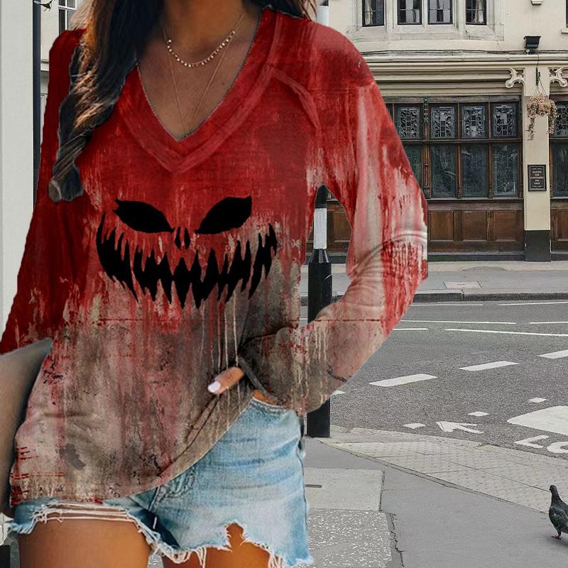 

Футболки с принтом шрамов женские, женские топы с длинным рукавом и V-образным вырезом, женские футболки, футболки для женщин 8XL разноцветный
