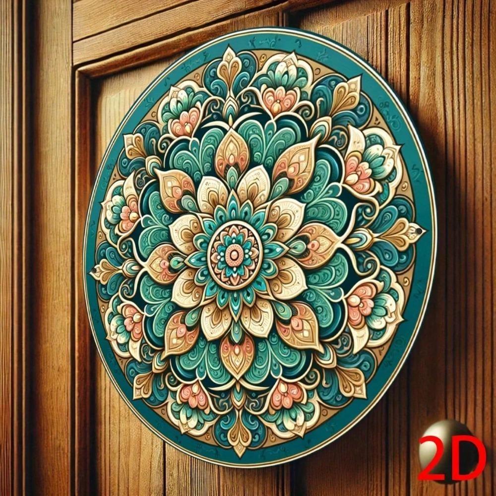 Metal Tin Sign Vintage Wall Decor Floral Round Plaque for Indoor Outdoor Hanging