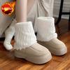 Fashion Furry Platform Snow Boots for Women Round Toe Height Increasing Non Slip Goth Trend 2025 High Quality Work Padded Woman Shoes