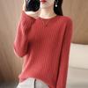 Damen Pullover Herbst Winter Langarm Pullover O-Ausschnitt Warmer Pullover Koreanische Mode Unterziehshirts Lockerer Jumper