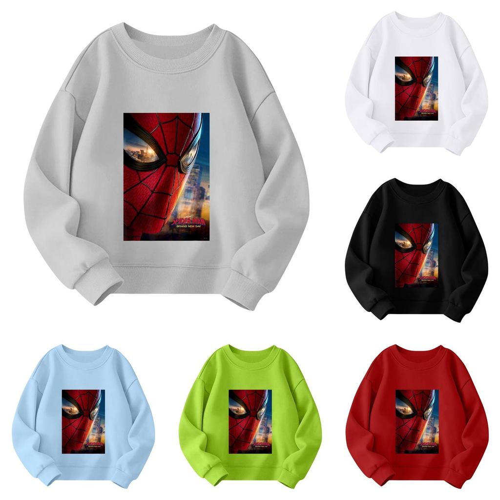Boys and Girls Round Neck Plus Velvet Pullover Printed Top Sweatshirt